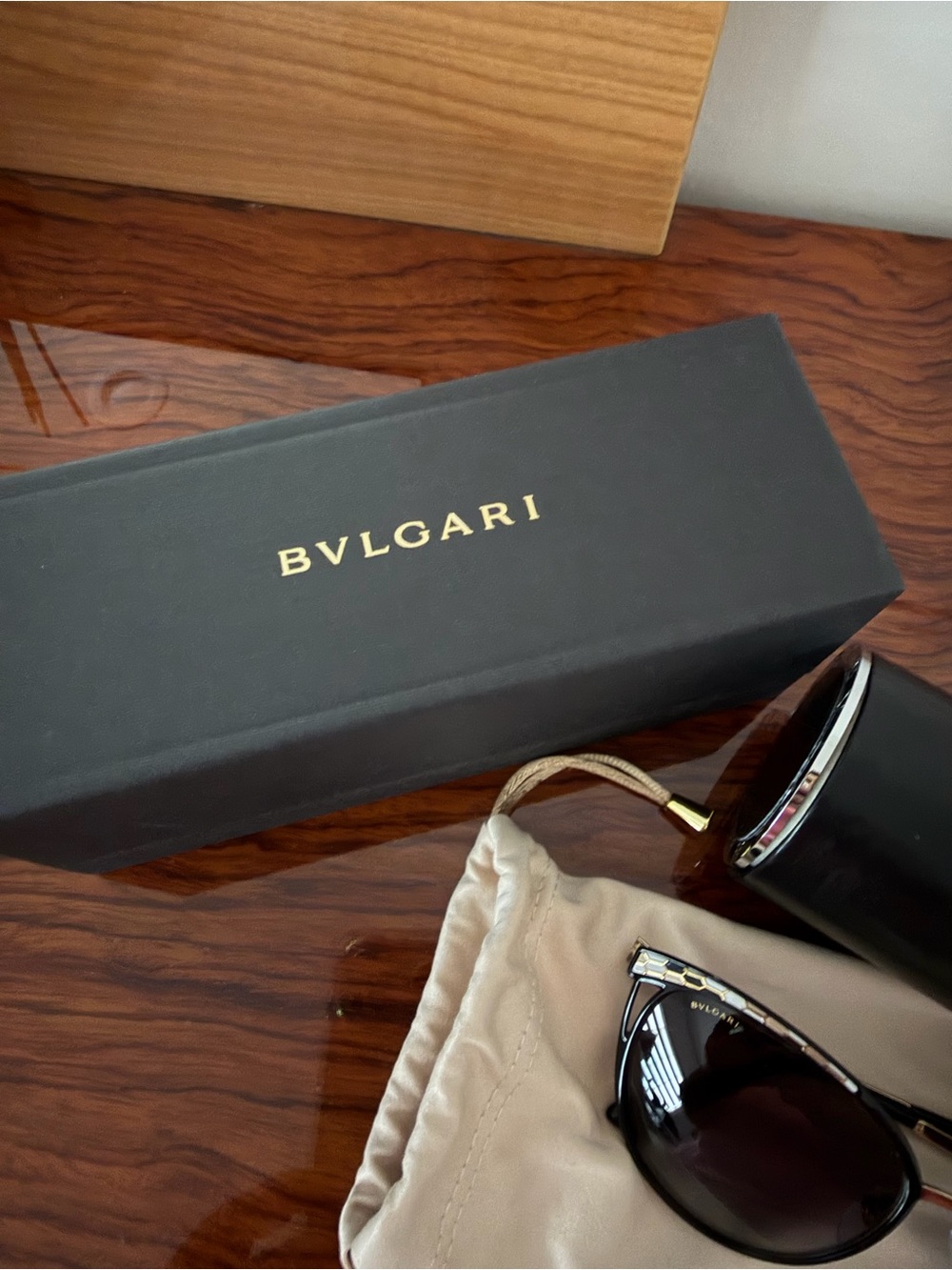Bulgari Black and Gold Cat-Eye Women's Sunglasses - Picture 6 of 12